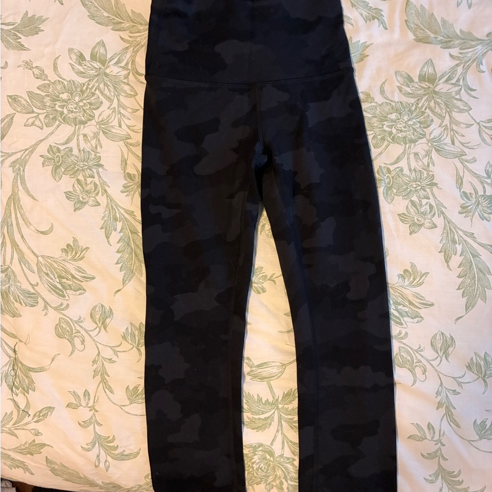 Lululemon Wunder Train Black Camouflage Leggings